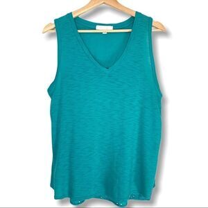 ANTHRO Eri+Ali Teal Eyelet Lace Back Tank Top